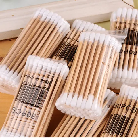 Cotons Tiges Jetables Double Tête Démaquillant Bâtonnets en Bois Nettoyage Quotidien À la Maison Bourgeons de Coton Blancs