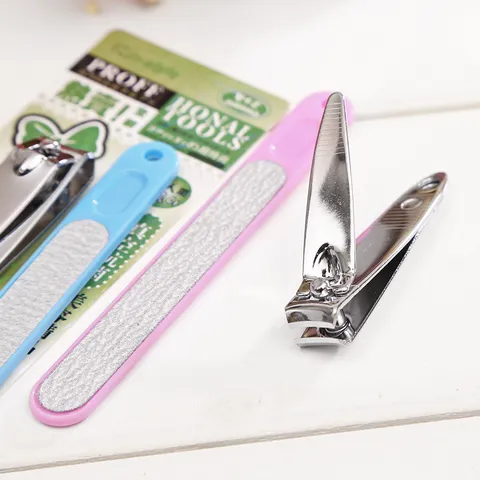 Kit Tagliaunghie E Lima In Acciaio Inossidabile Manico In Plastica Strumento Per Manicure Confezione In Cartone Per Cura Quotidiana Unisex