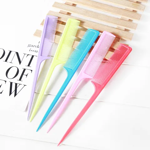 Professional Plastic Rat Tail Comb Dual-Level Teeth Sectioning Teasing Comb Heat Resistant Anti-Static Hair Styling Comb For Salon Home Unisex