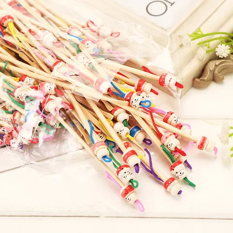 Natural Bamboo Ear Pick Handmade Wooden Doll Ear Wax Removal Tool Portable Cleaning Ear Cleaner Stick Daily Care Tool