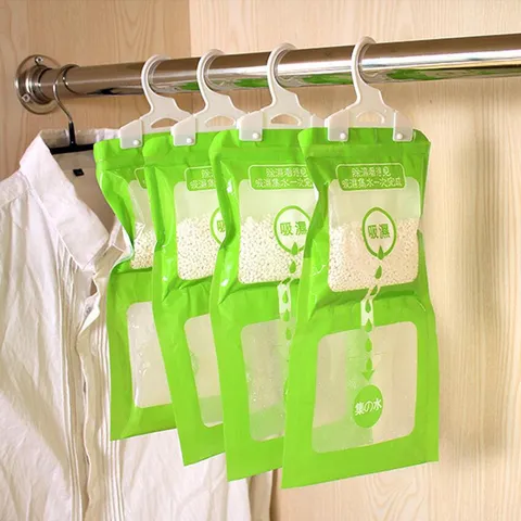 Hanging Wardrobe Dehumidifier Bags Eco Friendly Moisture Absorber Hanging Damp Trap For Closet Home Wardrobe Moisture Proof Hanging Calcium Chloride Dehumidifier Bag