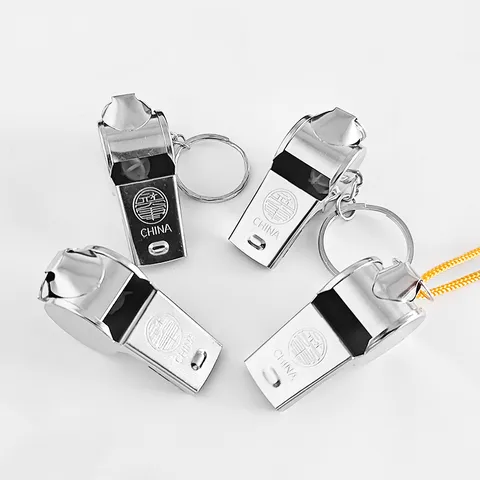 High Decibel Metal Whistle Silver Polished Referee Coach Whistle With Hanging Ring For Sports Traffic Control Outdoor Survival Emergency