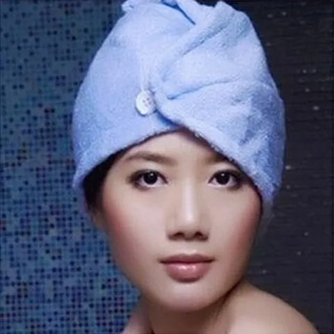 Cappello Asciugacapelli In Microfibra Super Assorbente Asciugatura Rapida Turbante Morbido Asciugamano Da Bagno Con Bottone Per Donna Casa