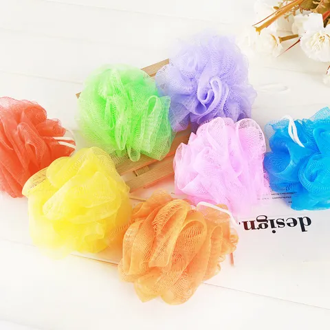 Zachte Maas Douchespons Loofah Spons Met Koord Willekeurig Veelkleurig Lichaam Exfoliërende Douchebal Voor Badkamer Huidreiniging Unisex