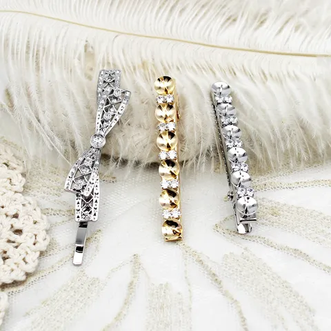 DIY Parel Blanco Instelling Verguld Koperen Haarklem Strass Ingelegde Eendenbekclip Voor Sieraden Maken Accessoires Vrouwen