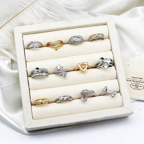 Gold Silber Vergoldetes Kupfer Mikro Eingelegt Strass Stern Geometrisch Offen Verstellbar DIY Perle Ringfassung Für Damen Schmuckzubehör