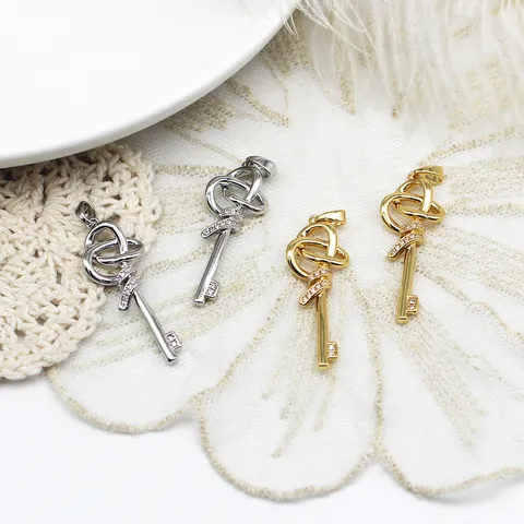 Large Enamel Anchor Key Pendant DIY Jewelry Accessories Gold Silver Plated Rhinestone Charm Necklace Material Women