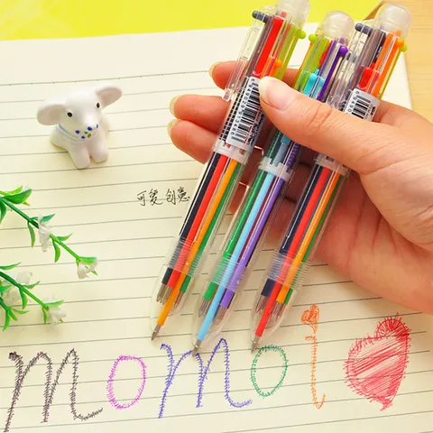 Cute Cartoon Multifunctional Retractable Ballpoint Pen Transparent Plastic Multicolor Visual Pen For Students School Office Writing Supplies