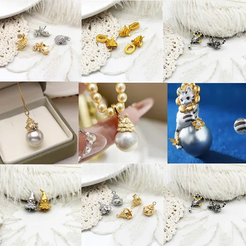 18K Gold Plated Copper Christmas Tree Cat Conch Pearl Base Pendant DIY Jewelry Making Rhinestone Enamel Charms For Necklace Sweater Chain