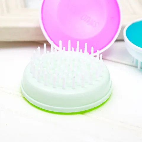 Brosse Portative Multifonctionnelle pour Laver les Cheveux Masseur de Cuir Chevelu Peigne à Shampooing Rond en Plastique pour Soins Quotidiens de la Salle de Bain Unisexe