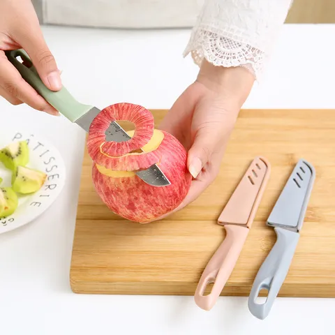 Portable Stainless Steel Fruit Knife With Protective Sheath Nordic Style Kitchen Peeling Knife For Home Cooking