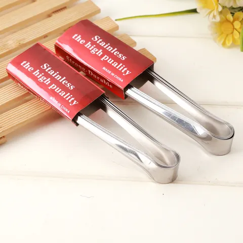 Stainless Steel Ice Tongs Kitchen Bread Food Tongs Barbecue Buffet Sugar Tongs Metal Baking Cooking Tool