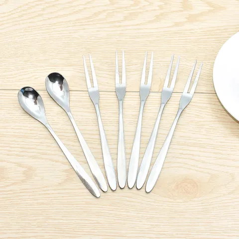 Edelstahl Obstgabel und Löffel Set Kreative Mini Dessertgabeln Kuchen Pastetengabeln Küche Essgeschirr Zubehör