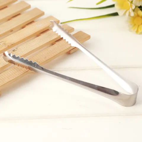 Stainless Steel Ice Tongs Kitchen Bread Food Tongs Barbecue Buffet Sugar Tongs Metal Baking Cooking Tool