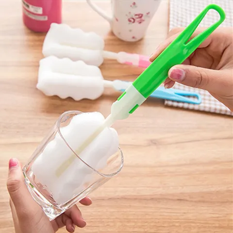 Long Handle Sponge Cup Brush Detachable Cleaning Brush For Glass Bottle Washing