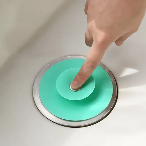 Cubierta de Drenaje de Piso Tipo Empuje de Silicona y Acero Inoxidable Filtro de Fregadero de Cocina en Forma de OVNI Colector de Pelo de Baño Tapón de Parada de Agua Filtro