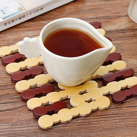 Modern Minimalist Square Bamboo Placemat Heat Resistant Foldable Trivet For Dining Table Hot Pots Bowls Pan Coaster Decorative Mat Home Decor