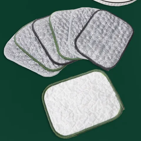 Double Layer Thickened Silver Wire Dishcloth Kitchen Cleaning Cloth Non Stick Oil Absorbent Scrub Rag Dish Washing Towel