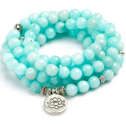 Natuursteen Agaat Mala Gebedskralen Armband En Ketting Met Lotus Hanger Yoga Meditatie Sieraden Gift