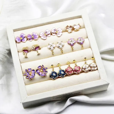 925 Sterling Silver Earring Post Copper Gold Plated Enamel Flower Clover Butterfly DIY Stud Earring Setting Rhinestone Artificial Pearl Findings