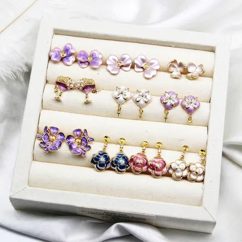 925 Sterling Silver Earring Post Copper Gold Plated Enamel Flower Clover Butterfly DIY Stud Earring Setting Rhinestone Artificial Pearl Findings