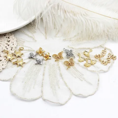 Vergoldetes Kupfer Schmetterling Ginkgoblatt Stern Blume Dollarzeichen Charms Für DIY Schmuckherstellung Halsketten Ohrringe Zubehör
