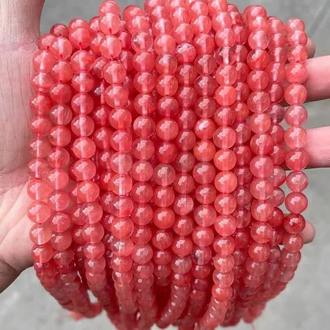 Synthetic Watermelon Red Crystal Round Loose Beads DIY Jewelry Making Accessories For Handmade Bracelet Necklace Making