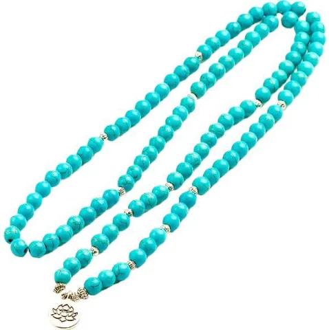 Natuursteen Turquoise Kralen Armband En Ketting Met Legering Lotus Buddha Bedel Unisex Sieraden Cadeau