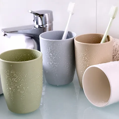 Minimalist Plastic Gargle Cup Thickened Solid Color Toothbrush Cup Household Bathroom Water Cup Mouthwash Cup