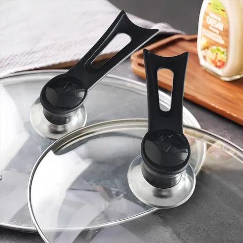 Bouton de Couvercle de Casserole Debout Universel Remplacement Plastique Résistant à la Chaleur et Acier Inoxydable Poignée d'Ustensile de Cuisine