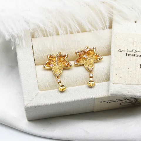 Accessori per Orecchini Fai da Te in Cristallo Gradient Ghiaccio Tritato Farfalla Zucca Cuore Foglia Strass Placcato Oro Con Perno in Argento 925