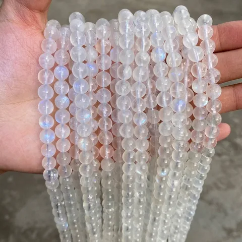 Natural Blue Moonstone Round Loose Beads High Sheen Labradorite Gemstone Beads For DIY Jewelry Making Bracelet Necklace Accessories