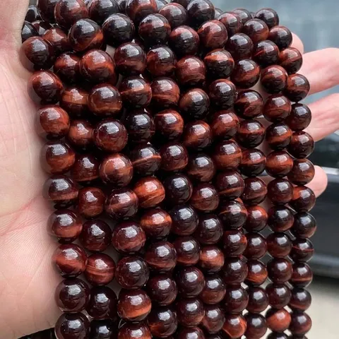 Natural Red Tiger Eye Stone Round Loose Beads For DIY Jewelry Making Bracelet Necklace Gemstone Semi-Finished Polished Beads