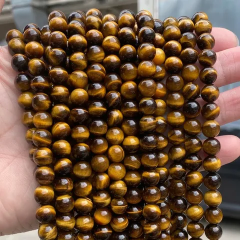 Perles d'Œil de Tigre Jaune Naturel 7A Grade A Perles de Pierres Précieuses Rondes Polies en Vrac pour la Fabrication de Bijoux DIY Bracelet Collier