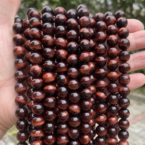 Natural Red Tiger Eye Stone Round Loose Beads For DIY Jewelry Making Bracelet Necklace Gemstone Semi-Finished Polished Beads