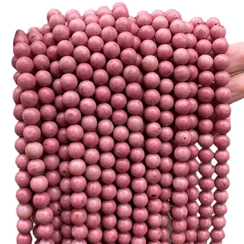 Natural Rhodochrosite Mahogany Stone Beads Pink Round Faceted Loose Gemstone Beads For DIY Jewelry Making Bracelet Necklace Accessory