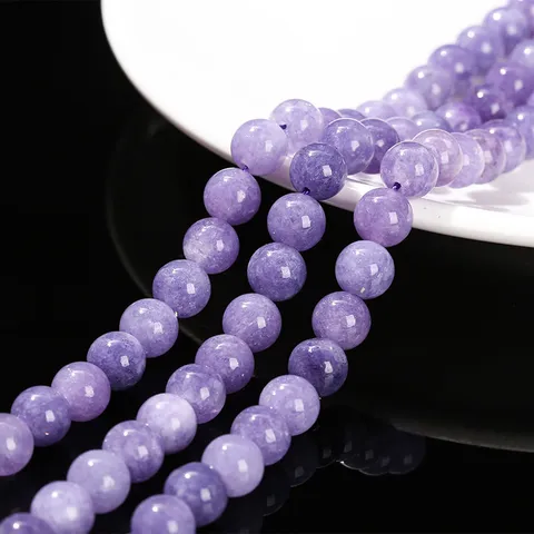 Natural Purple Chalcedony Round Beads Polished Smooth Loose Gemstone Beads For DIY Jewelry Making Bracelet Necklace Craft Accessories