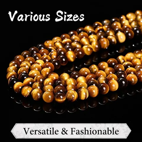 7A Natural Yellow Tiger Eye Stone Round Loose Beads Polished Gemstone For DIY Jewelry Making Bracelets Necklaces Quality