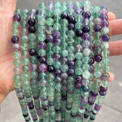 Perline Sciolte Tonde in Fluorite Arcobaleno Naturale Cristallo di Ghiaccio Pietre Preziose per Fai da Te Braccialetti Collane Gioielli Accessori