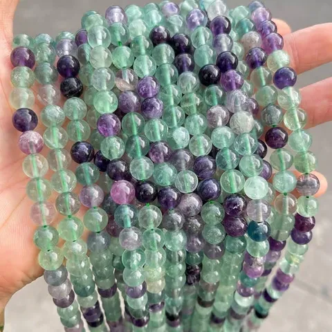 Perline Sciolte Tonde in Fluorite Arcobaleno Naturale Cristallo di Ghiaccio Pietre Preziose per Fai da Te Braccialetti Collane Gioielli Accessori