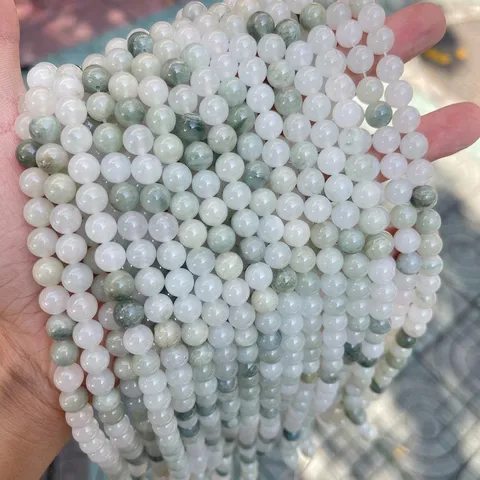 Perline Sciolte in Pietra di Giada Naturale Tianshan Smeraldo di Ghiaccio Quarzo Giada Rotonda Abaco Forma di Bambù per Accessori Fai da Te