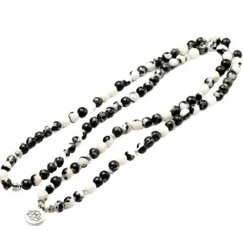Pulsera Collar de Mala de Oración de Buda de Cuentas de Piedra Natural Con Colgante de Loto Mal de Ojo Joyería de Moda Para Unisex