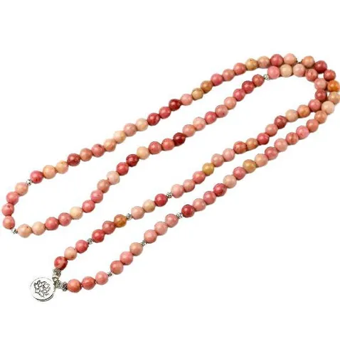 Natuursteen Agaat 108 Kralen Gebed Mala Armband Ketting Met Legering Lotus Hanger Yoga Meditatie Sieraden