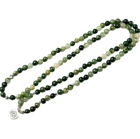 Pierre Naturelle Agate 108 Perles Mala Prière Bracelet Collier Avec Pendentif Lotus en Alliage Yoga Méditation Bijoux de Mode
