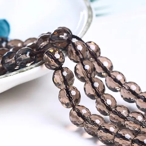 Cuentas Redondas Facetadas de Cuarzo Ahumado Sintético Cristal K9 Cuentas Sueltas Para Hacer Joyas DIY Accesorios Hechos a Mano