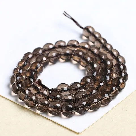Cuentas Redondas Facetadas de Cuarzo Ahumado Sintético Cristal K9 Cuentas Sueltas Para Hacer Joyas DIY Accesorios Hechos a Mano