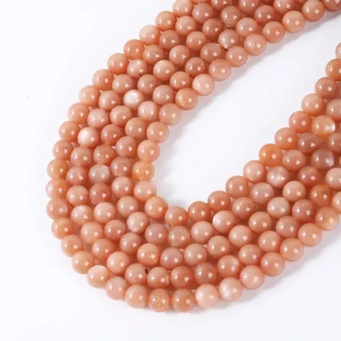 Natürlicher Orangefarbener Mondstein Sonnenstein Runde Lose Perlen Grad 7A Polierte Kristallperlen Für Schmuckherstellung DIY Armbänder Halsketten Zubehör