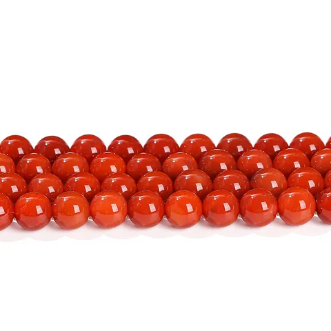 Natural Nanhong Agate Round Loose Beads Vermilion Stone Polished Gemstone Strand For DIY Jewelry Making Accessories