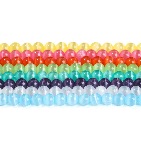 Multicolor Cat Eye Beads Round Loose Beads For DIY Jewelry Making Bracelet Necklace Accessories Handcrafted Stone Beads Wholesale