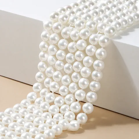 South Sea White Shell Pearl Beads Round Polished Artificial Pearl Loose Beads For DIY Jewelry Making Handmade Necklace Bracelet